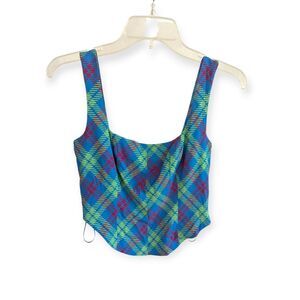 NWT Kitri plaid corset style crop top